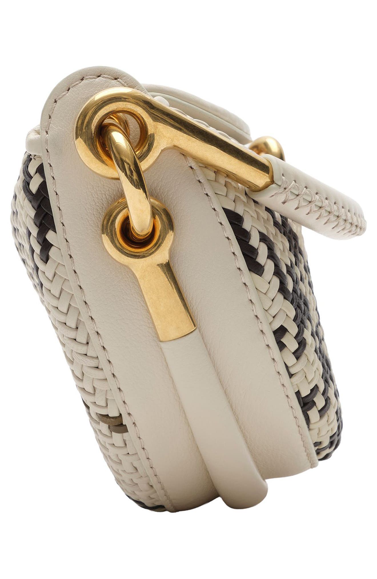 Bridle Check Basket Weave Lambskin Leather Clutch, Alternate, color, LIGHT BEIGE