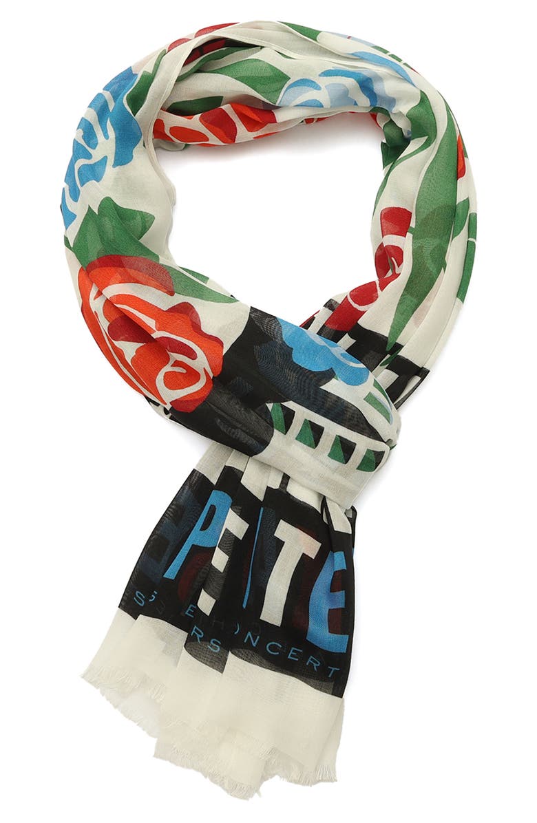 Kate Spade New York central park jazz night oblong scarf, Alternate, color, White Multi