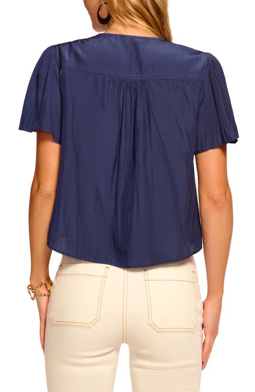 Ramy Brook Selene Tie-front Short Sleeve Blouse In Blue