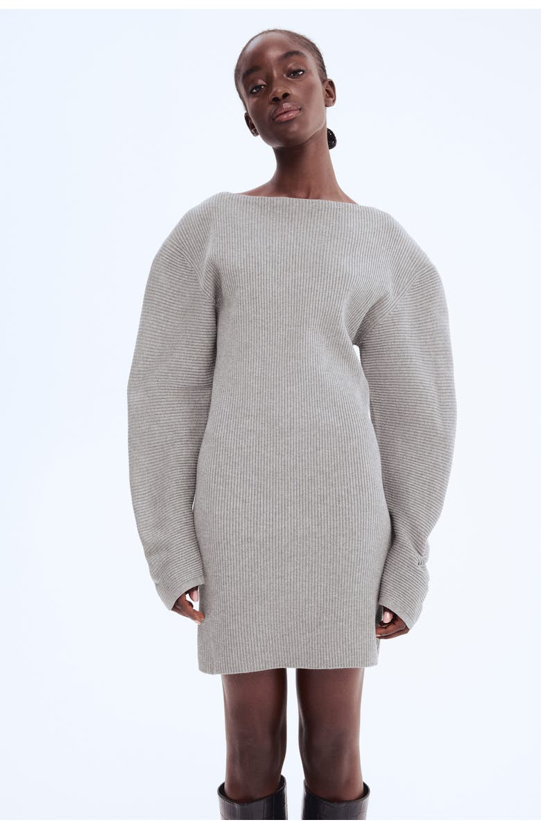 H&M Rib-knit Dress, Alternate, color, Gray Melange