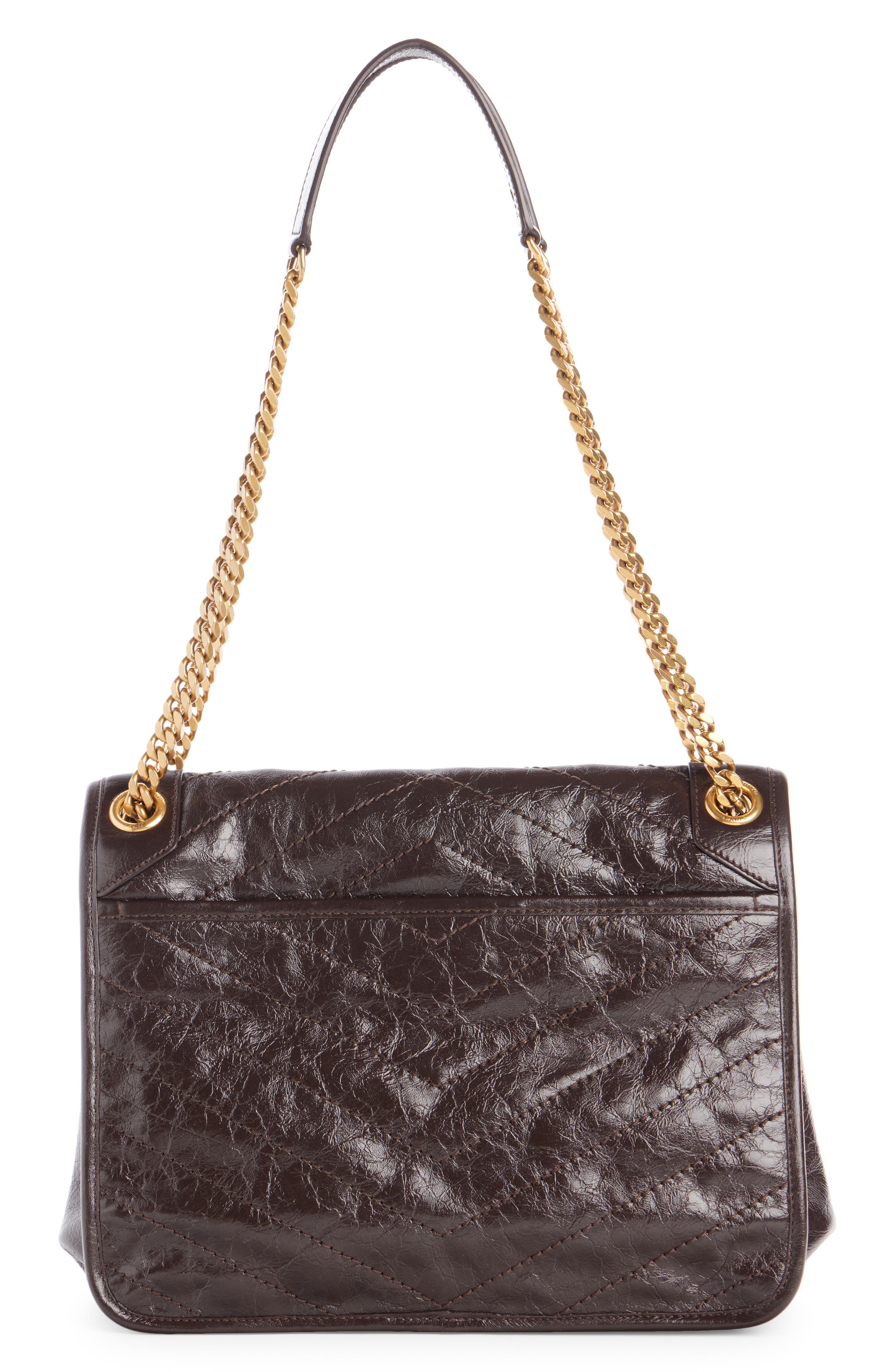 Medium Niki Leather Shoulder Bag, Alternate, color, DARK SWEET CHOCO