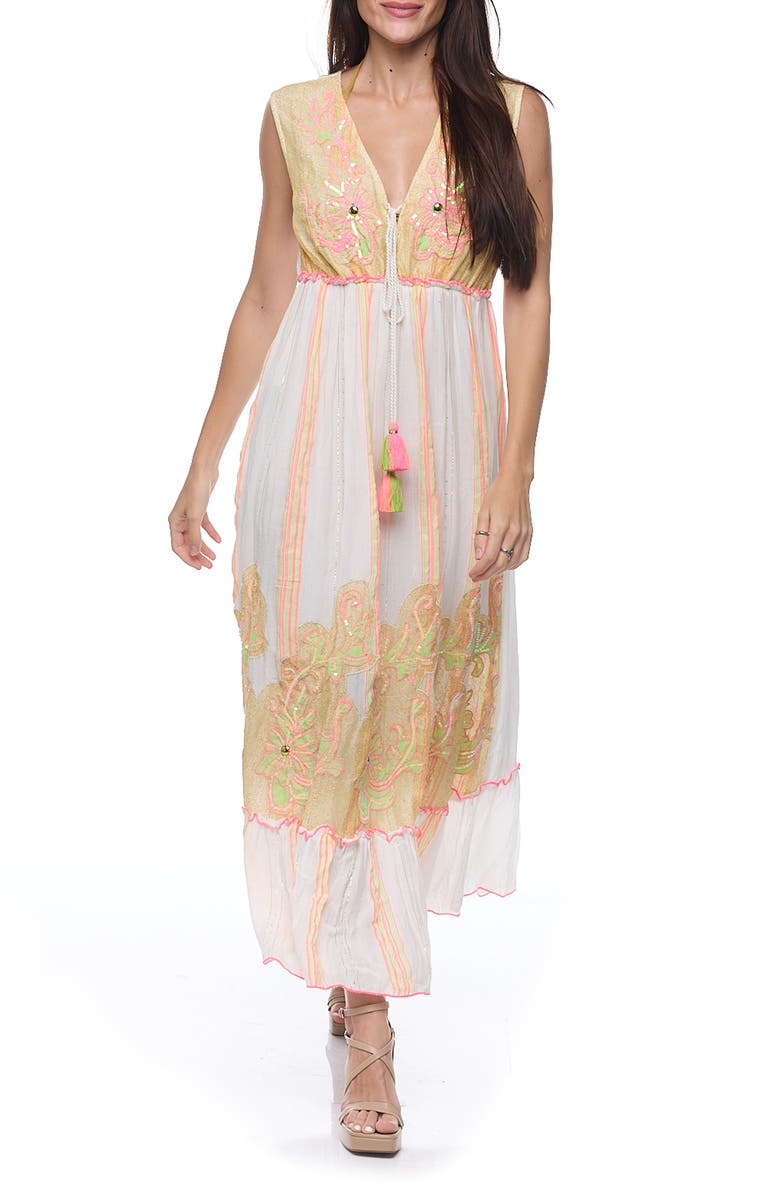 RANEES Floral Cotton Sundress, Main, color, Mustard