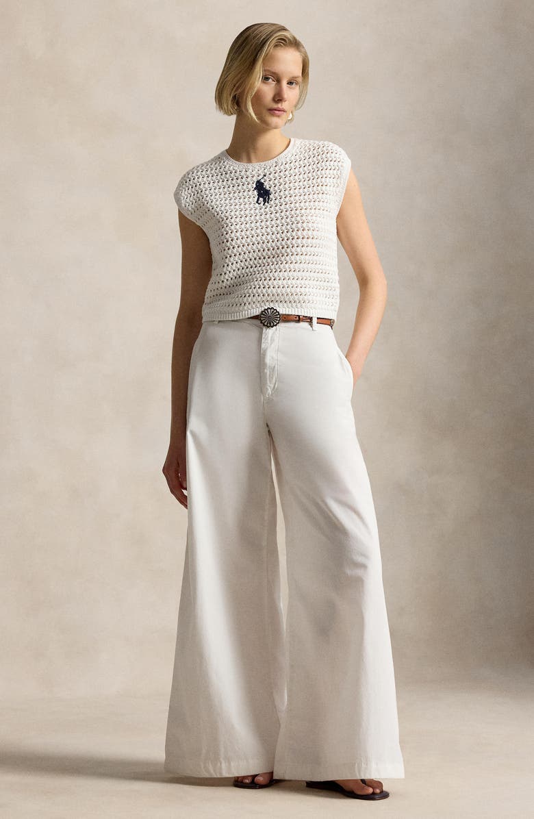 Polo Ralph Lauren Big Pony Cotton Sweater Vest, Alternate, color, White