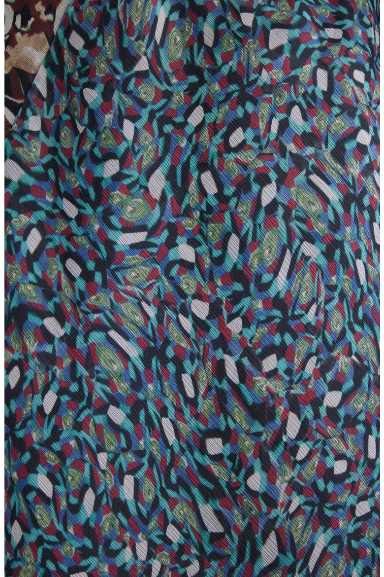 Sibanna Mixed Print Silk Skirt, Alternate, color, PETROL