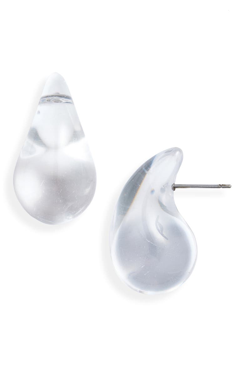 Resin Teardrop Stud Earrings, Main, color, CLEAR