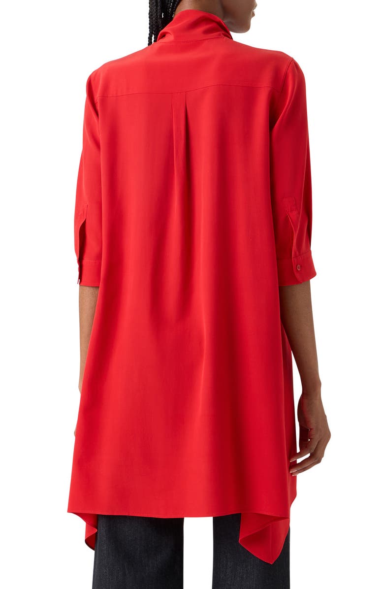 Akris punto Tie Neck Handkerchief Hem Silk Crêpe de Chine Top, Alternate, color, Red