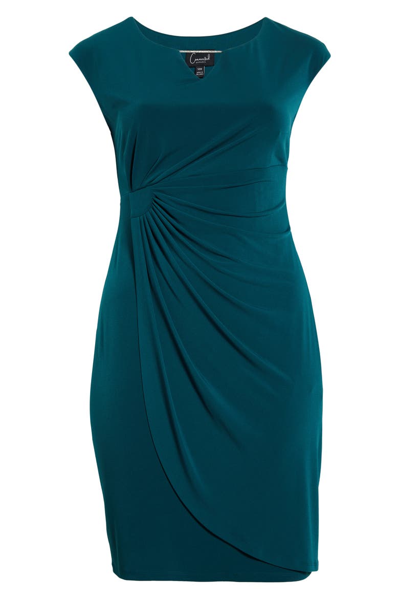 Ruched Faux Wrap Cocktail Dress, Alternate, color, DEEP SPRUCE