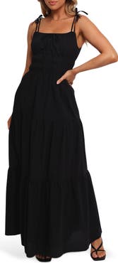 Petal & Pup Ione Shirred Tie Strap Maxi Dress