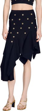 SANDRO Studded knit skirt
