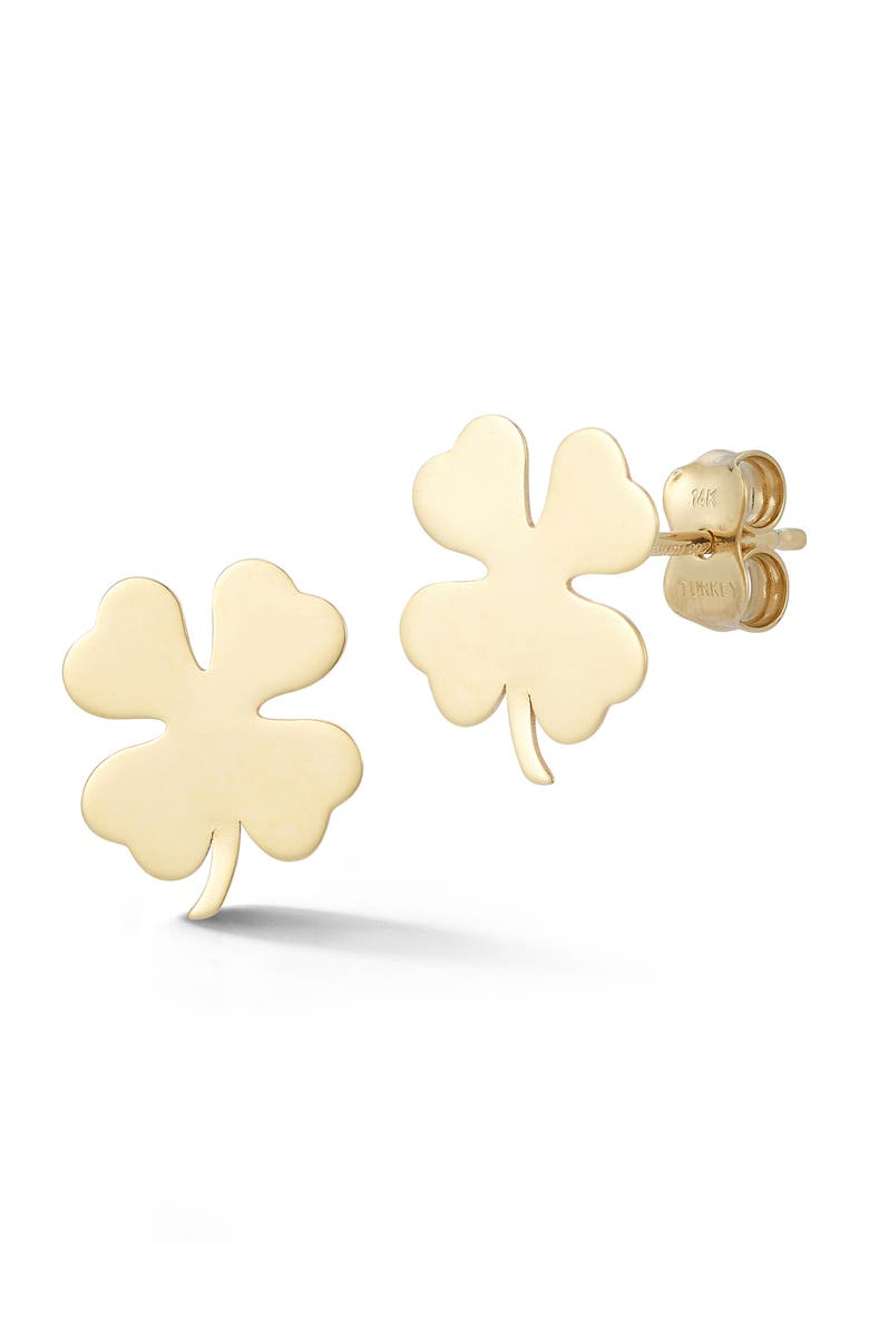Ember Fine Jewelry Clover Stud Earrings, Main, color, Gold