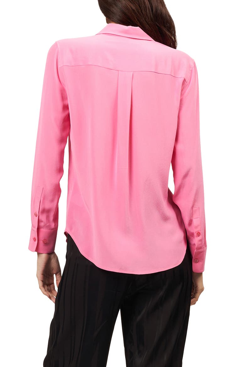 Signature Slim Fit Silk Button-Up Shirt, Alternate, color, AZALEA PNK
