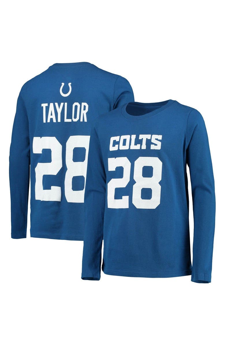 Outerstuff Youth Jonathan Taylor Royal Indianapolis Colts Mainliner Player Name & Number Long Sleeve T-Shirt, Main, color, 