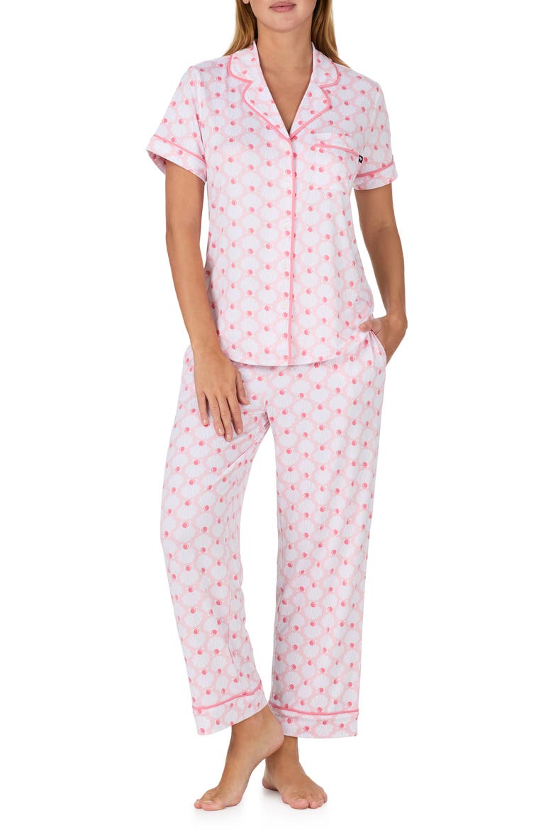 print crop pajamas, Alternate, color, PINK/ WHITE