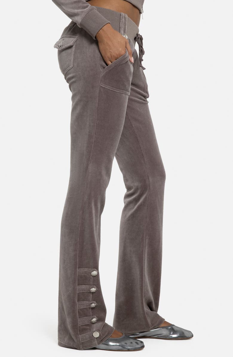 JADED LONDON Bootcut Cotton Blend Velour Military Pants, Alternate, color, Brown