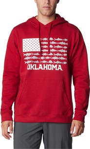 Columbia Men's Columbia Crimson Oklahoma Sooners PFG Fish Flag II Pullover Hoodie