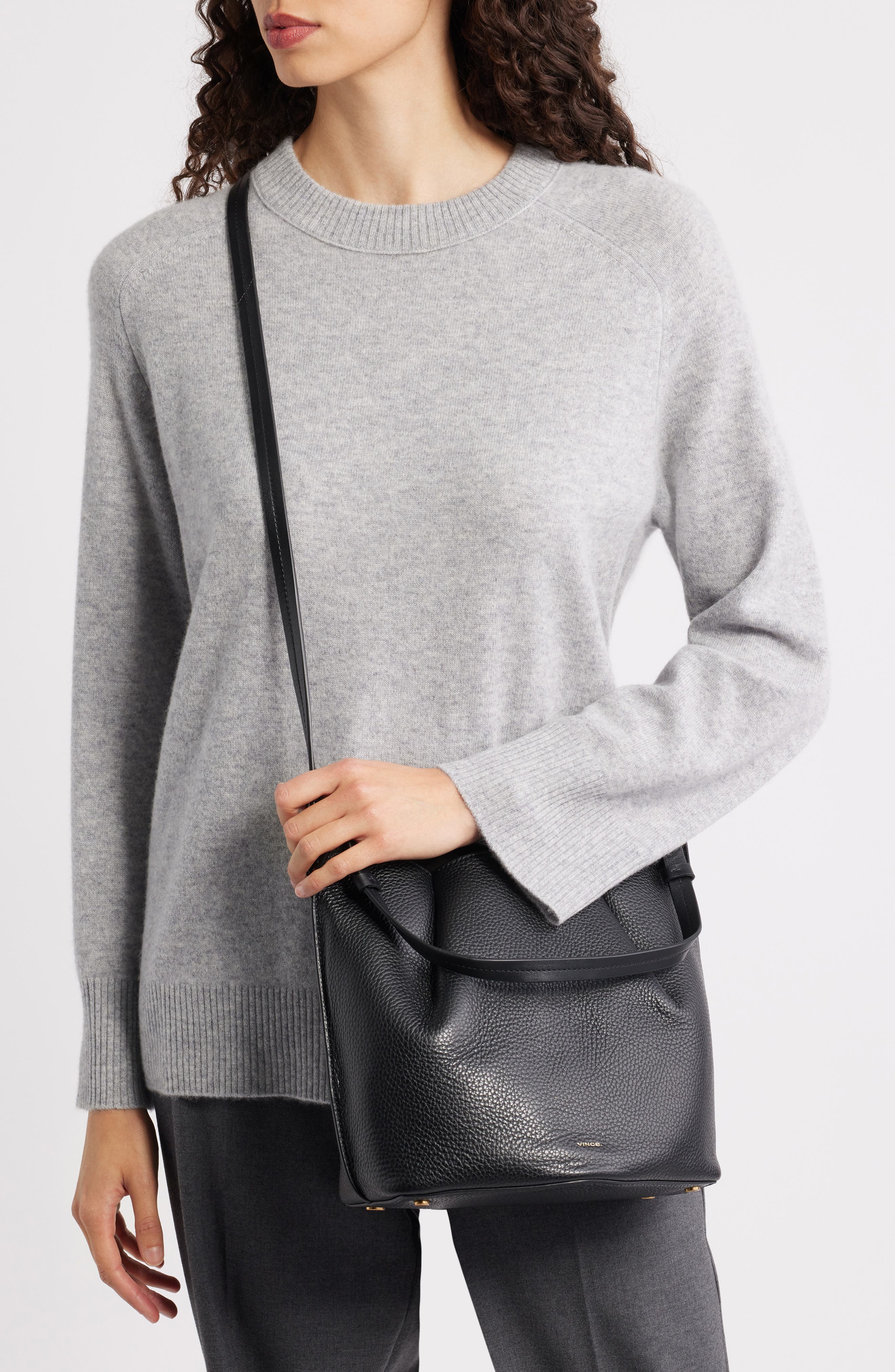 Vince Ava Hobo Crossbody Bag, Alternate, color, Black