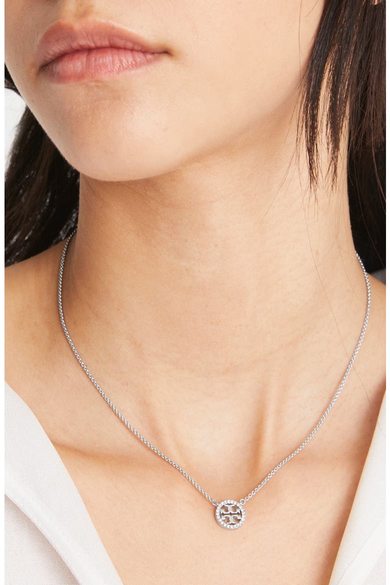 Icon Pavé Pendant Necklace, Main, color, TORY GOLD/ CRYSTAL