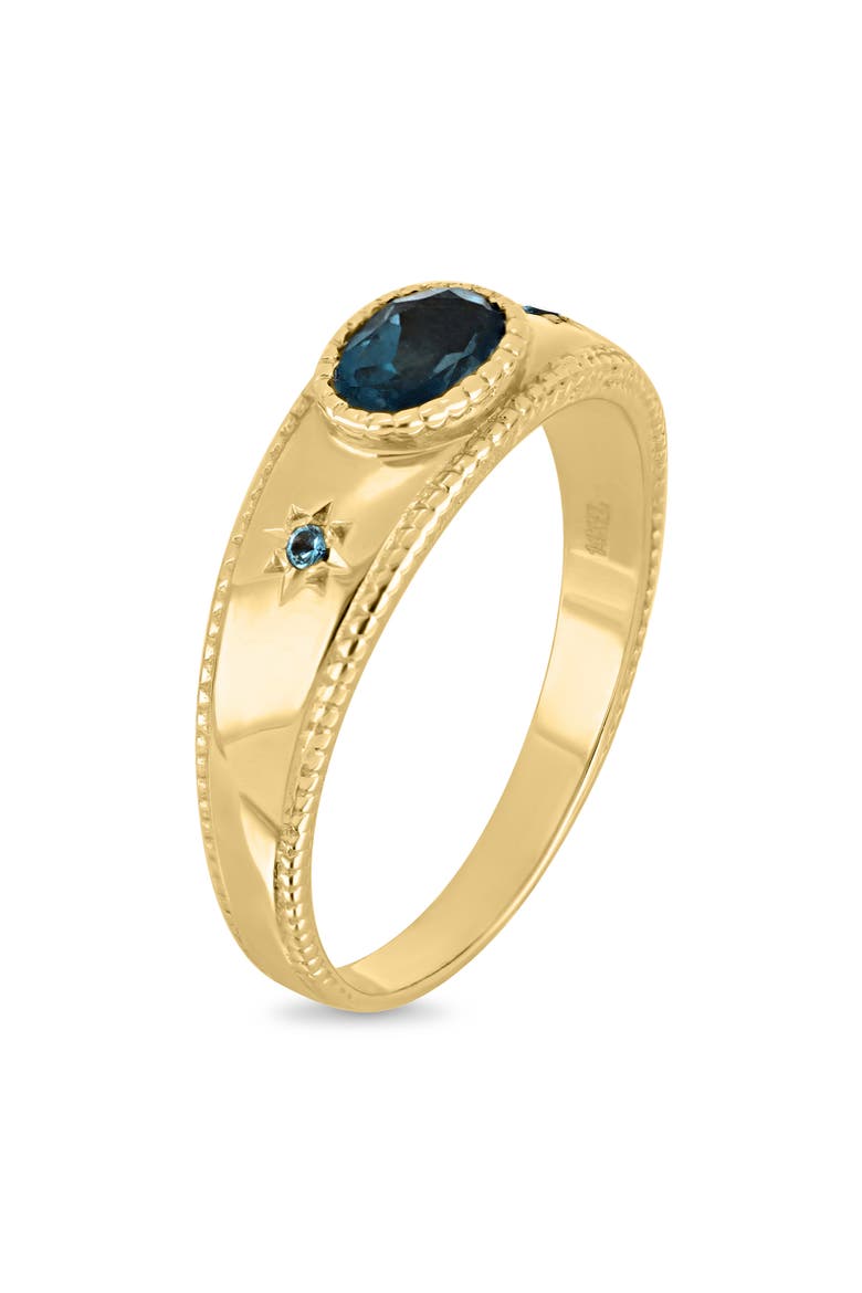 BLC 14k Gold London Blue Topaz Signet Ring, Alternate, color, 14KY