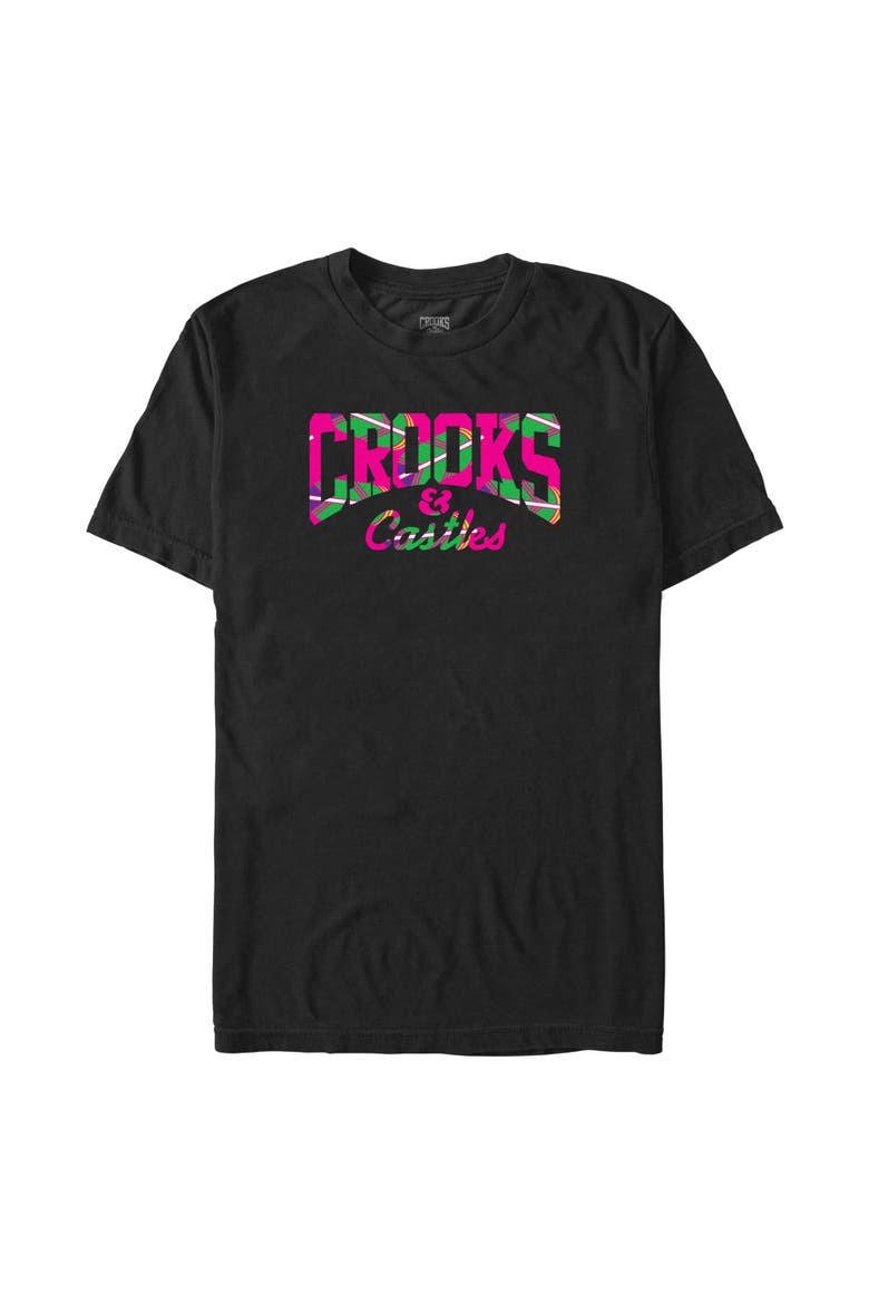 Men's Pink Tropical Print Graphic T-Shirt, Main, color, Black