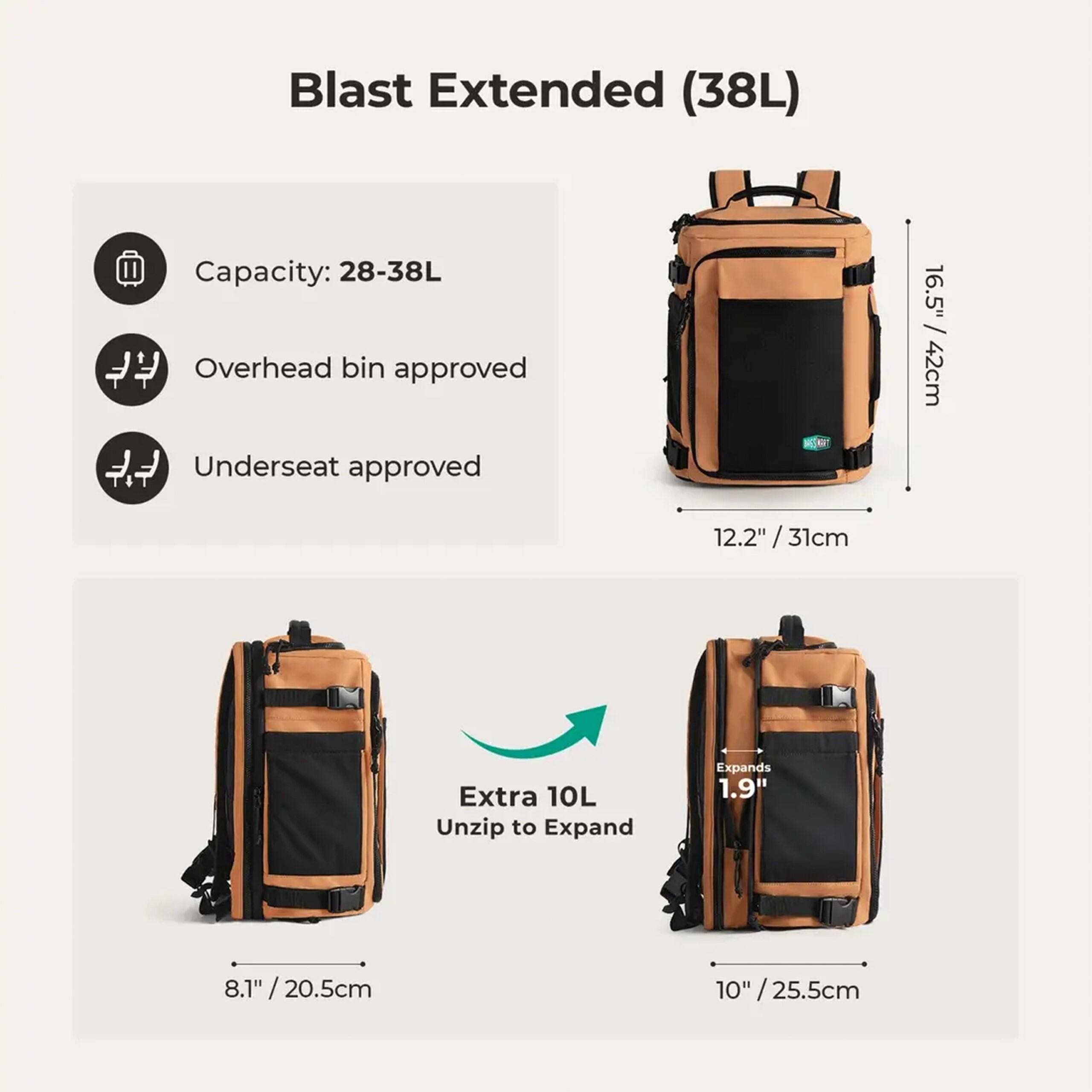 Blast Mesh Carry On Expandable Travel Backpack - 28L-38L Extended, Alternate, color, Bran
