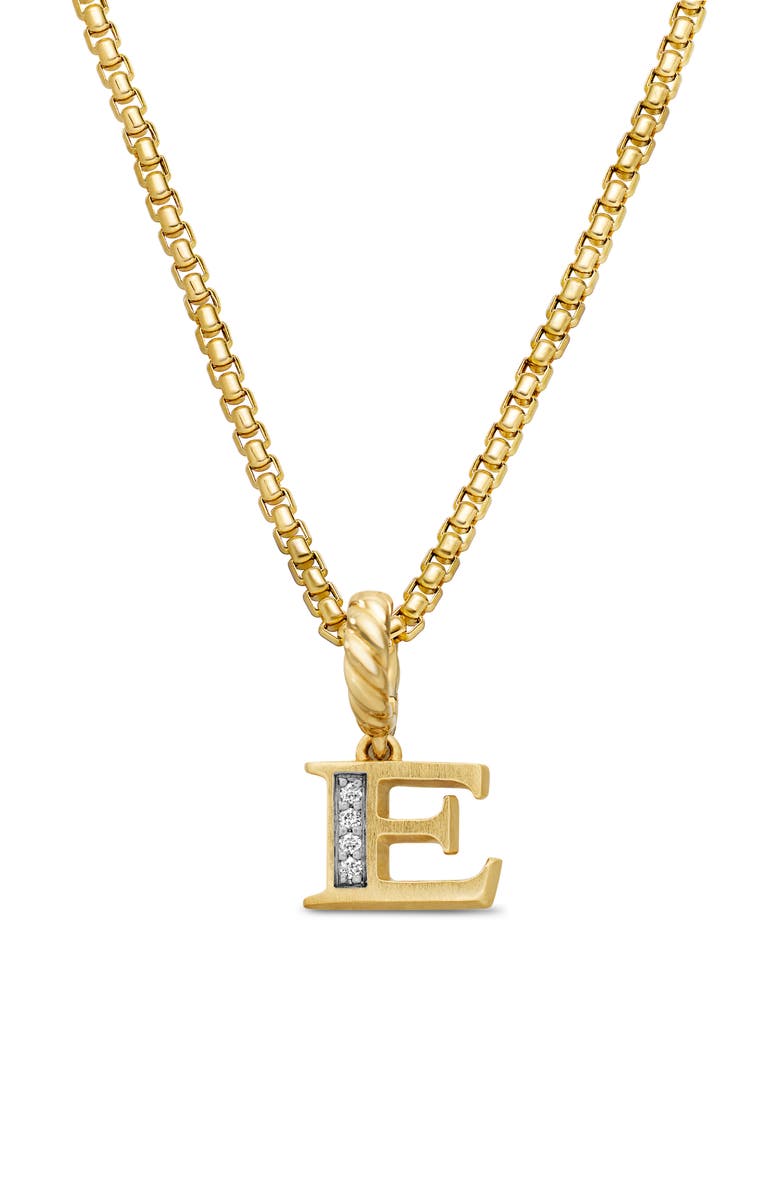 David Yurman Pavé A Initial Pendant in 18K Yellow Gold with Diamonds, Main, color, 18K Yellow Gold - E