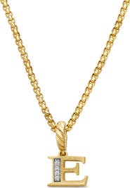 David Yurman Pavé A Initial Pendant in 18K Yellow Gold with Diamonds