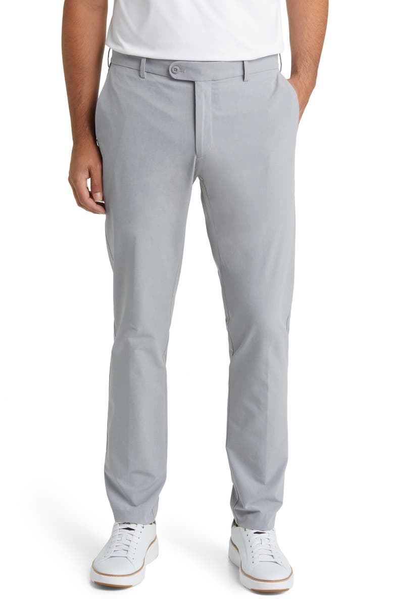Peter Millar Men's Crown Crafted Surge Performance Flat Front Trousers, Main, color, Gale Grey