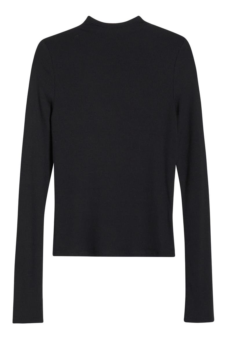 Henrietta Long Sleeve Rib Top, Alternate, color, BLACK