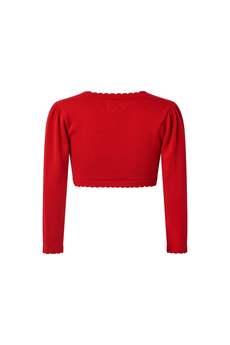 Scalloped Trim Bolero, Alternate, color, Red
