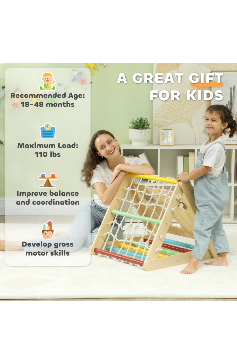 Qaba Pikler Triangle Set, 5 in 1 Indoor Toddler Climbing Toys, Montessori Set, Alternate, color, Multicolored