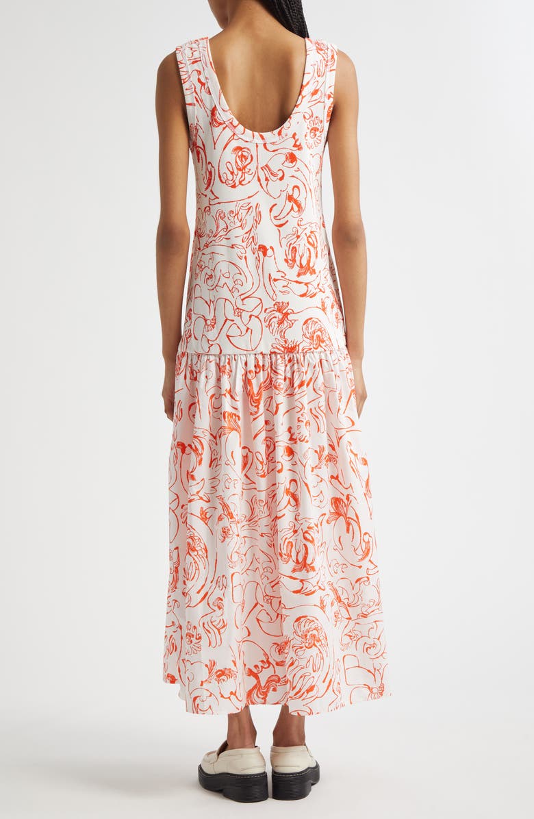 Marimekko Taide Cactis Drop Waist Dress, Alternate, color, White Red