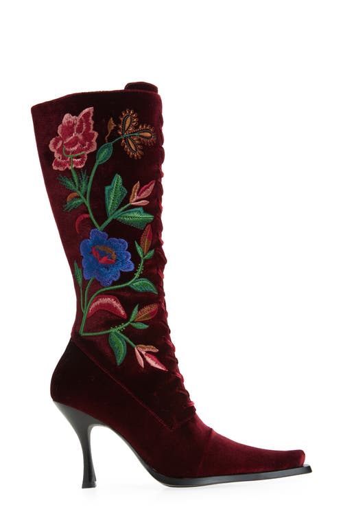 Jeffrey Campbell Joyeux Floral Lace-up Knee High Boot In Multi