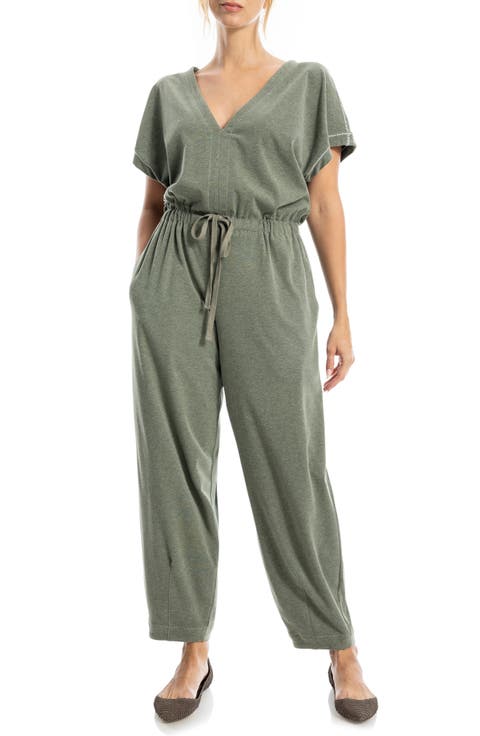Short Sleeve Tie Waist Jumpsuit