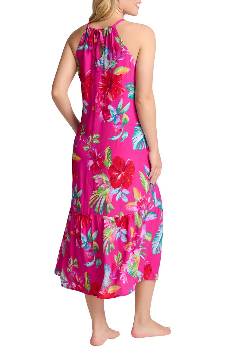Fiesta Floral Midi Cover-Up Dress, Alternate, color, PINK MAUI