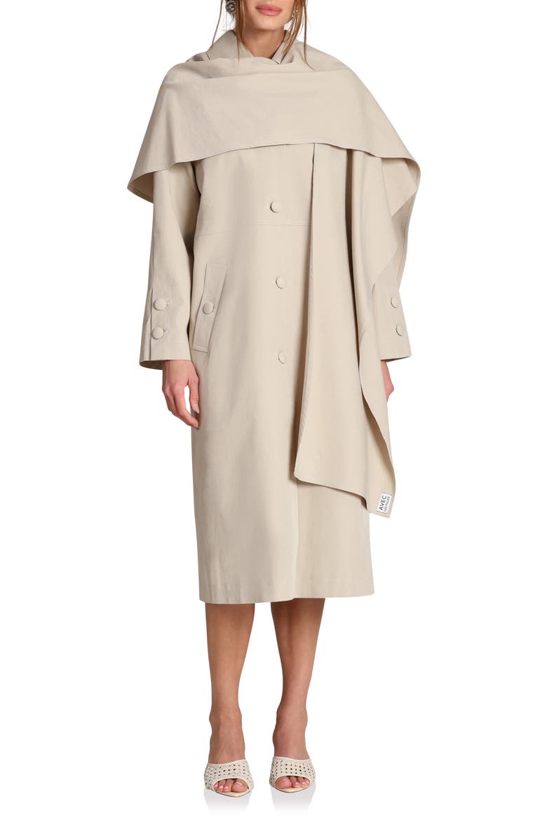 Trench Coat with Removable Scarf, Main, color, TAUPE