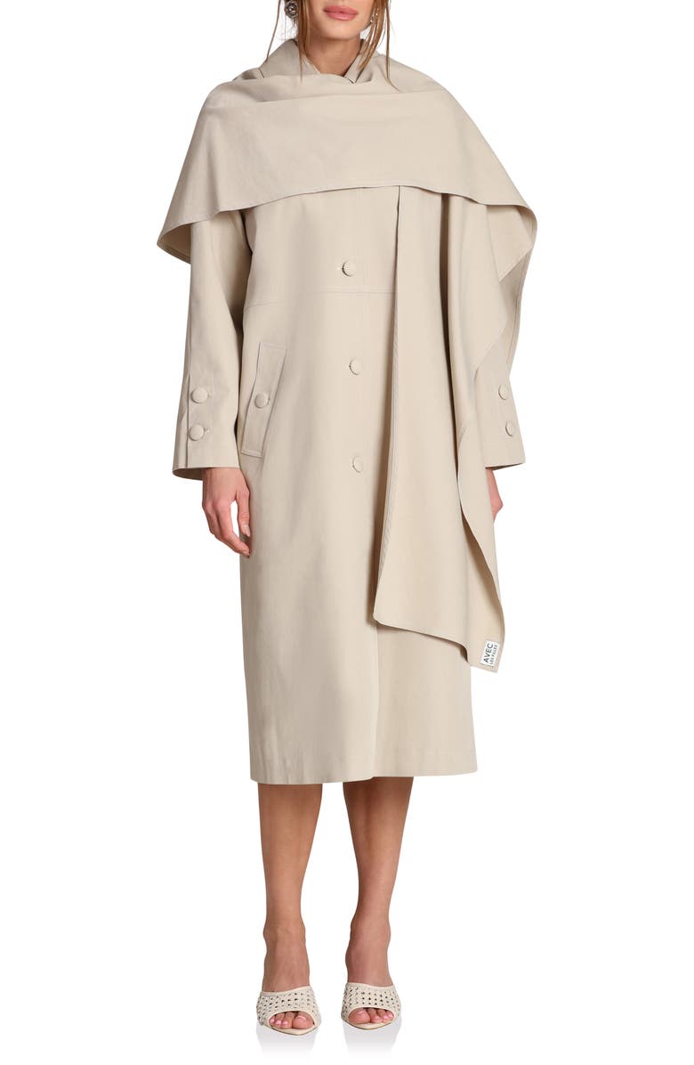 Avec Les Filles Trench Coat with Removable Scarf, Main, color, Taupe