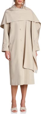 Avec Les Filles Trench Coat with Removable Scarf