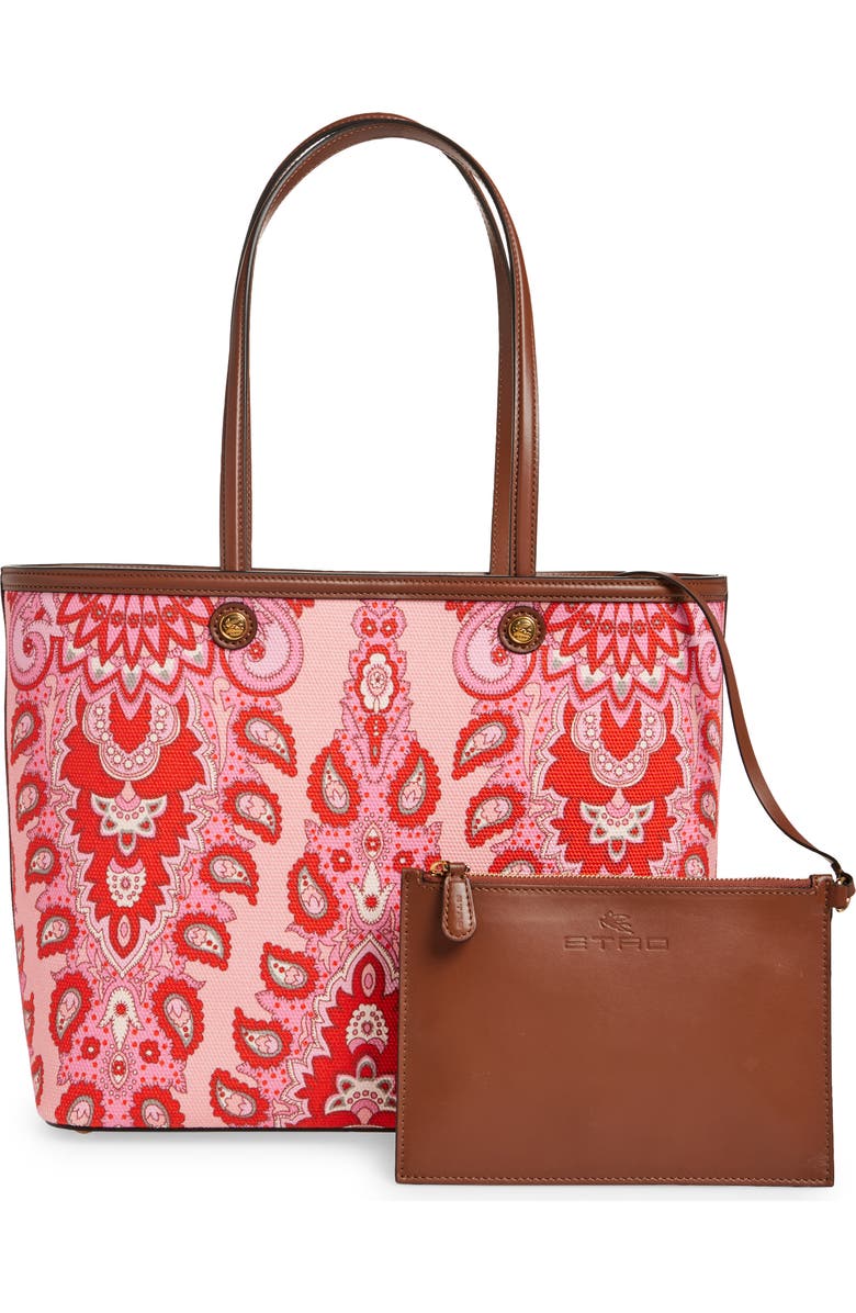 Etro Medium Essential Paisley Cotton Canvas Tote, Alternate, color,
