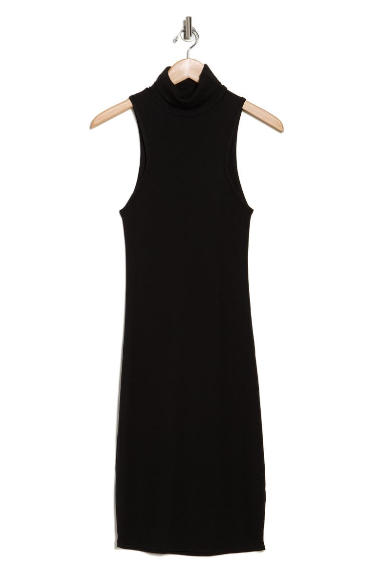 Turtleneck Sleeveless Minidress, Alternate, color, BLACK RIB