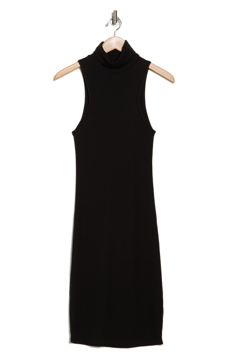 GO COUTURE Turtleneck Sleeveless Minidress, Alternate, color, Black Rib