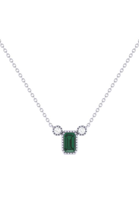 La Vie Emerald & Diamond Pendant Necklace - 0.04ct.