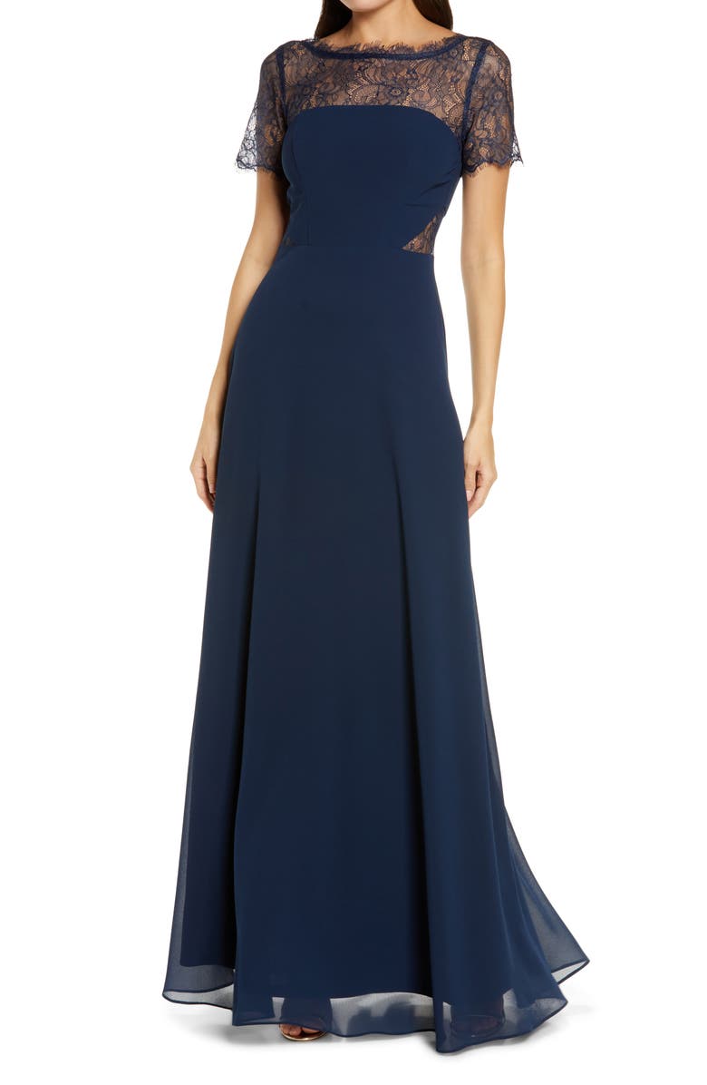 Lulus Waiting for Love Lace Gown, Main, color,