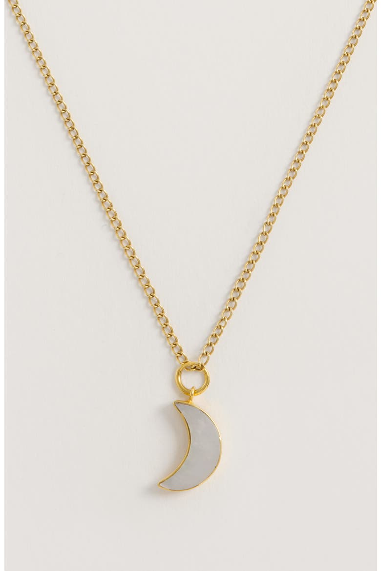 Mother of Pearl Moon Pendant 22ct Gold Vermeil Necklace, Alternate, color, Gold
