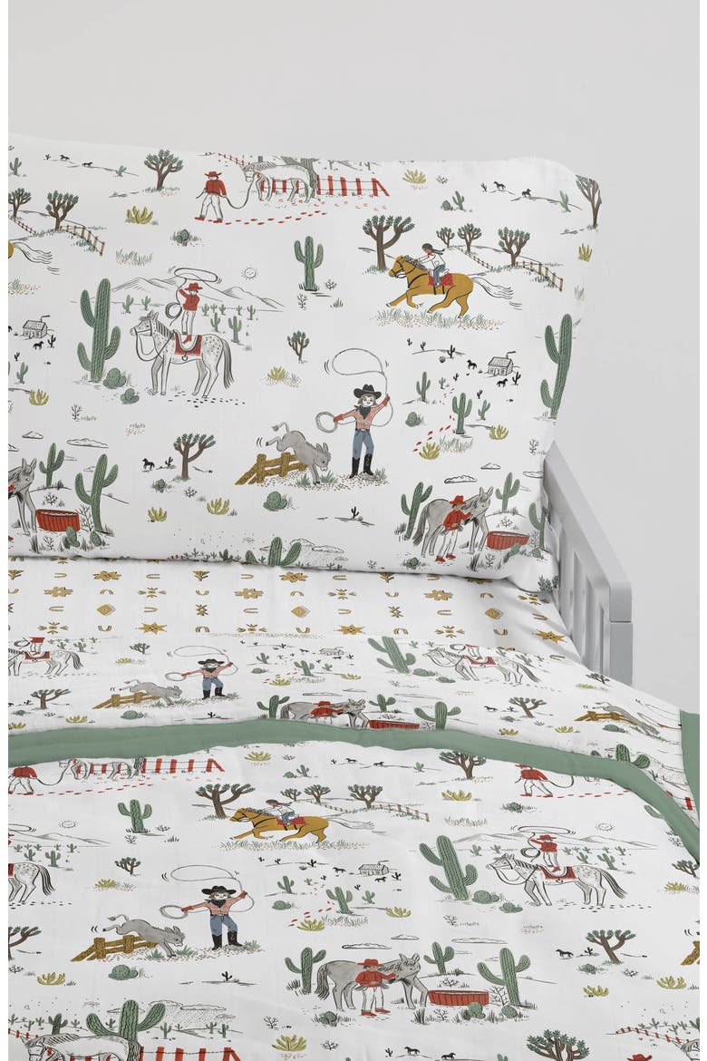 Toddler Cotton Muslin Bedding Set, Alternate, color, COW POKE