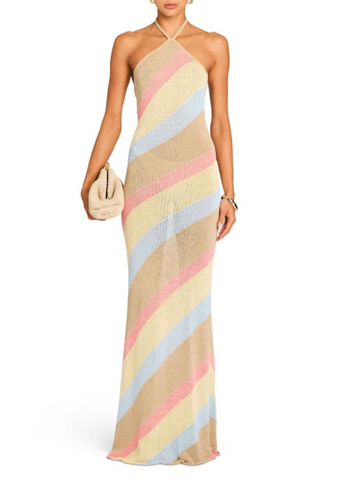 Shop Ser.o.ya Dree Knit Maxi Dress In Yellow/peach/stone