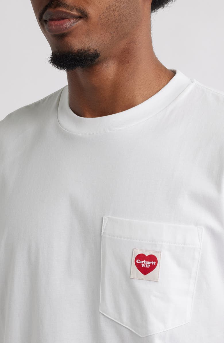 Carhartt Work In Progress Pocket Heart Organic Cotton T-Shirt, Alternate, color, White / Red
