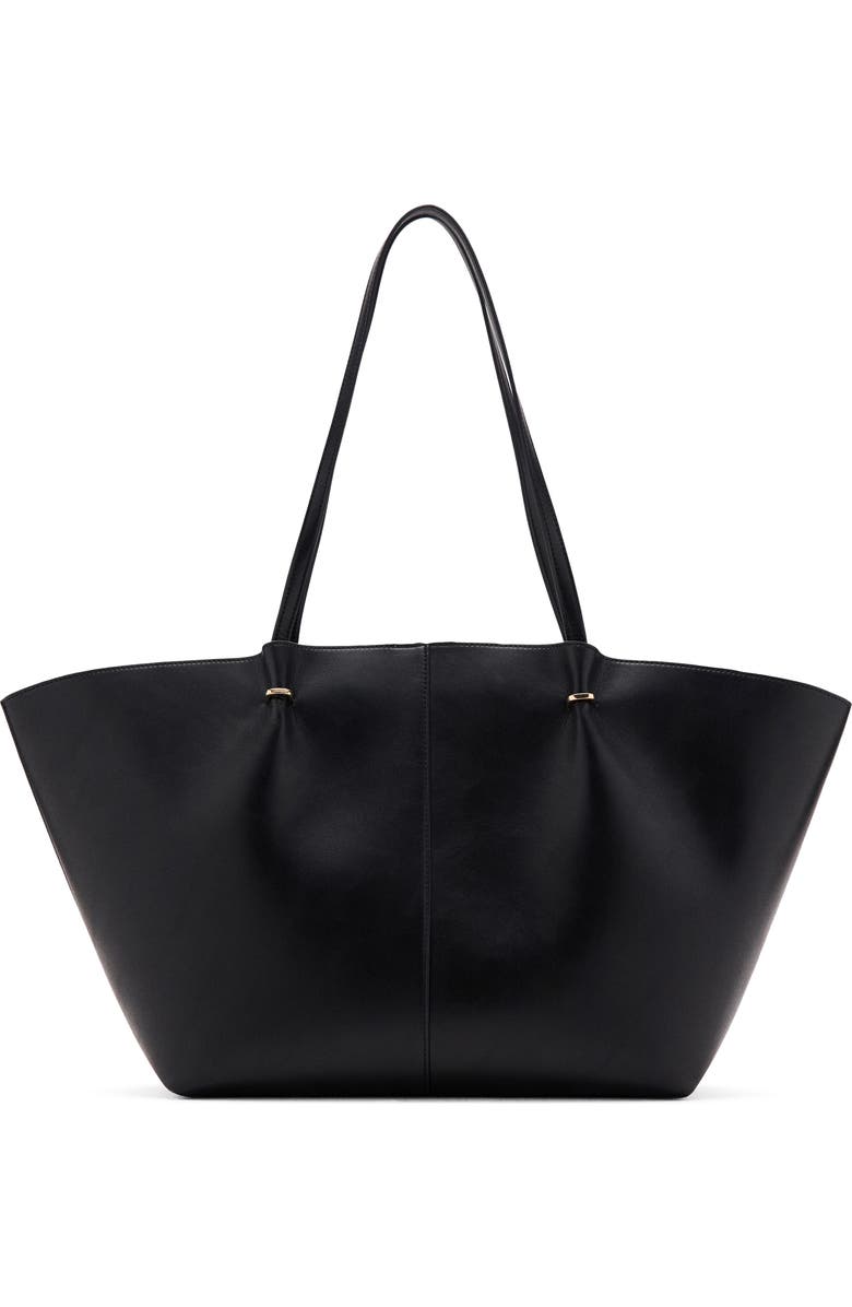 MANGO Faux Leather Shopper Bag, Main, color, Black