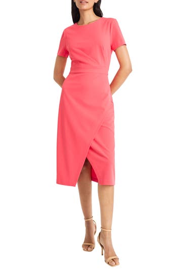 Maggy London Short Sleeve Tulip Hem Midi Dress In Teaberry