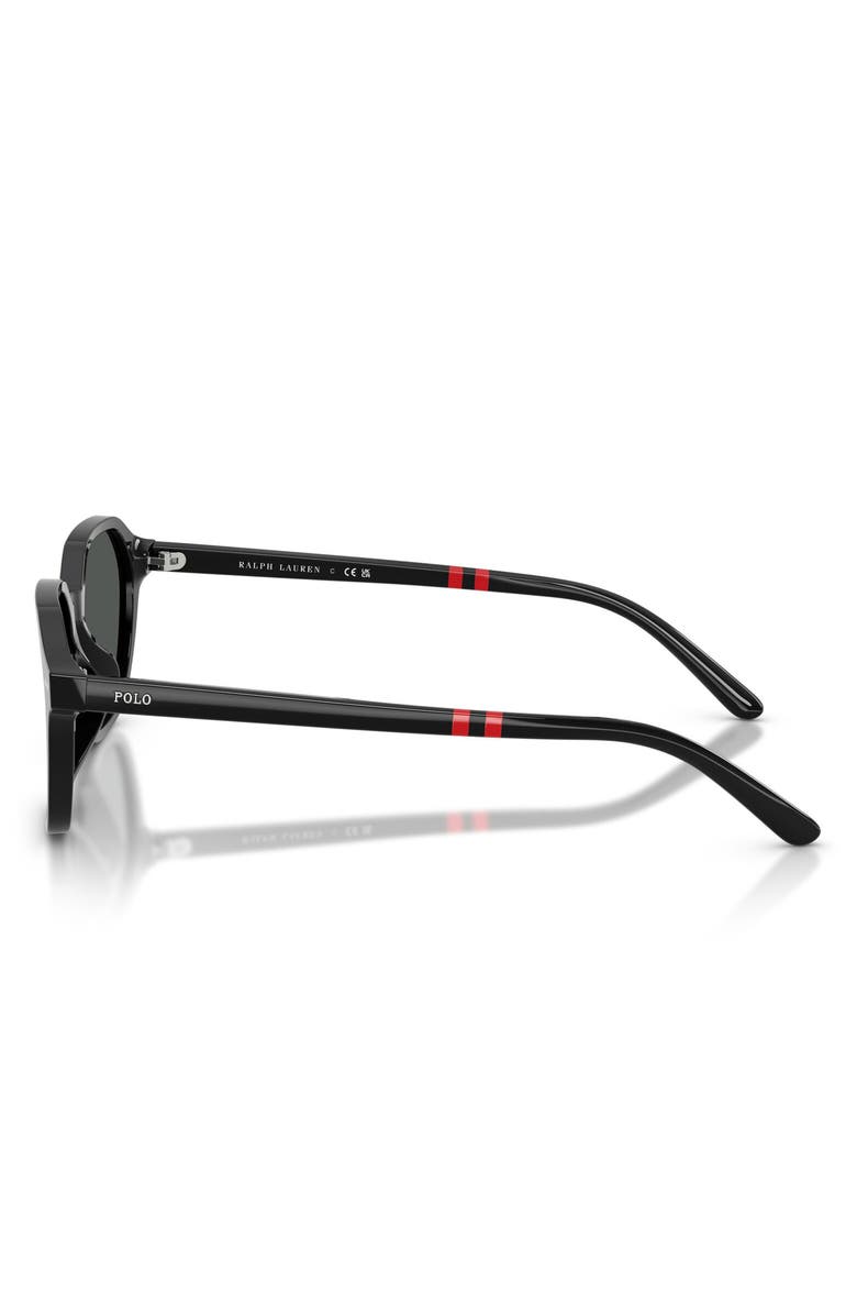 Polo Ralph Lauren 54mm Irregular Sunglasses, Alternate, color, Shiny Black / Dark Grey
