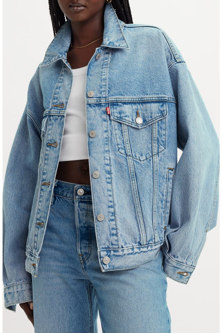 '90s Denim Trucker Jacket, Alternate, color, ROCK THE VOTE